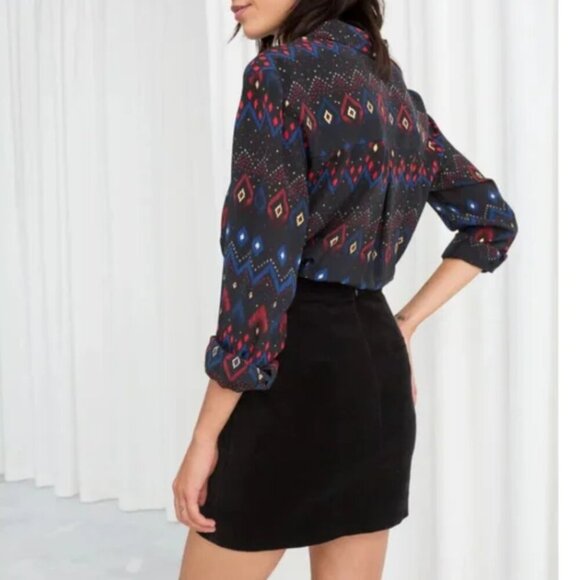 NWT & Other Stories Black Velvet Pencil Mini Skirt 6 - Picture 2 of 6